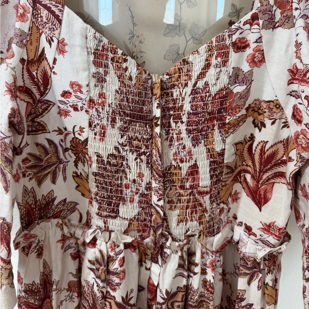 EUC Cara Cara Blue Hill Floral Print linen Dress - Picture 6 of 11